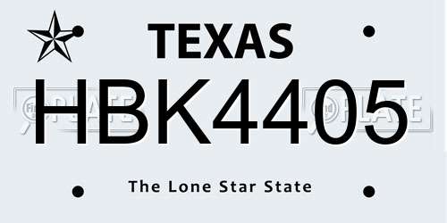 HBK4405 Texas License Plate
