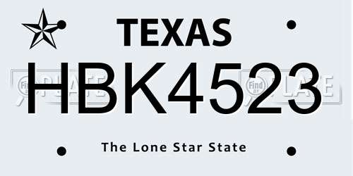 HBK4523 Texas License Plate