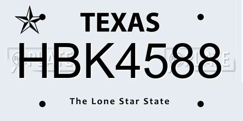 HBK4588 Texas License Plate