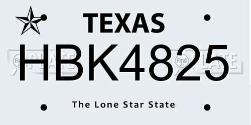HBK4825 Texas License Plate