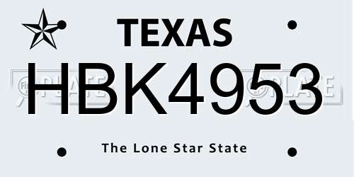 HBK4953 Texas License Plate