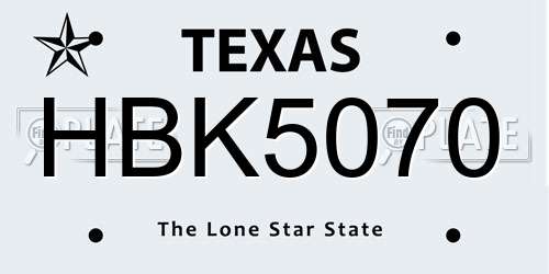 HBK5070 Texas License Plate