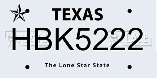 HBK5222 Texas License Plate