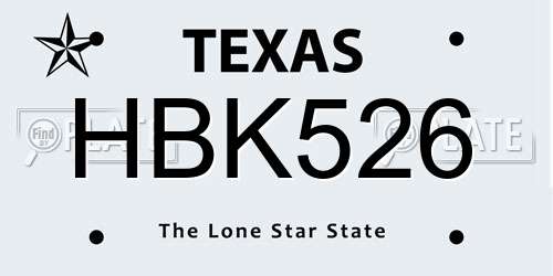 HBK526 Texas License Plate