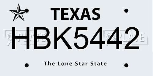 HBK5442 Texas License Plate