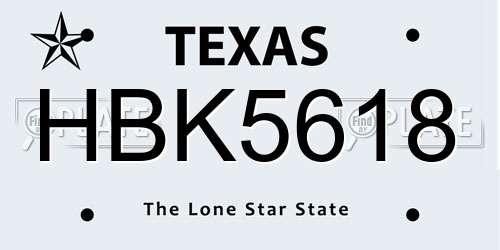HBK5618 Texas License Plate