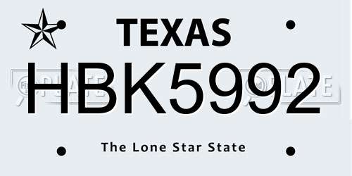 HBK5992 Texas License Plate