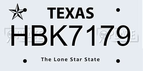 HBK7179 Texas License Plate