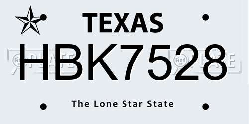 HBK7528 Texas License Plate