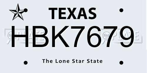 HBK7679 Texas License Plate