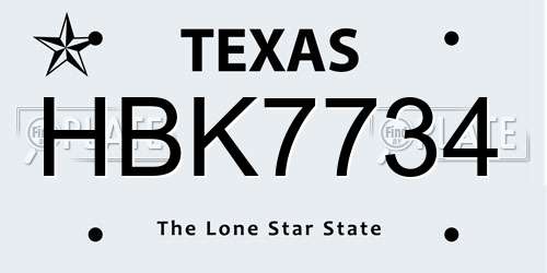 HBK7734 Texas License Plate