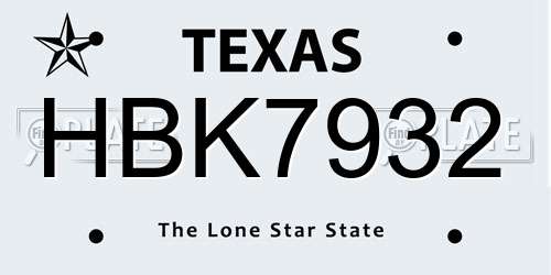 HBK7932 Texas License Plate