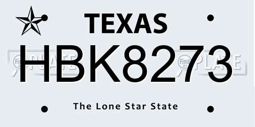 HBK8273 Texas License Plate