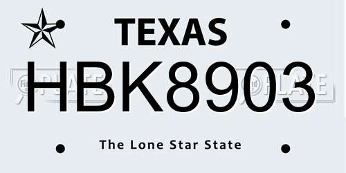 HBK8903 Texas License Plate