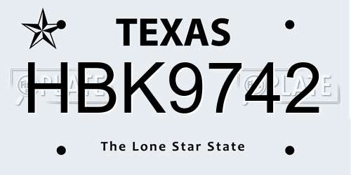HBK9742 Texas License Plate