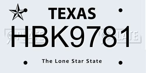 HBK9781 Texas License Plate