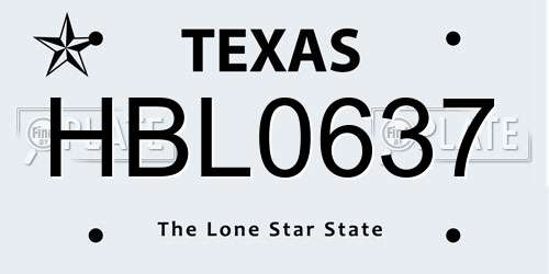 HBL0637 Texas License Plate