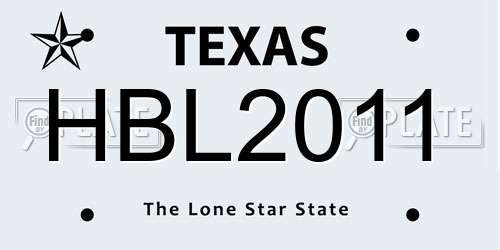 HBL2011 Texas License Plate