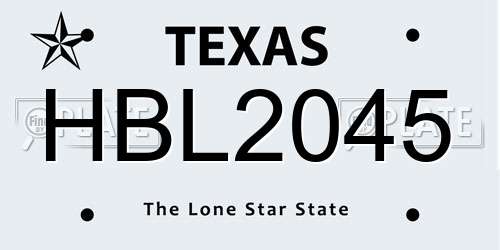 HBL2045 Texas License Plate