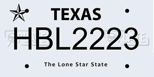 HBL2223 Texas License Plate