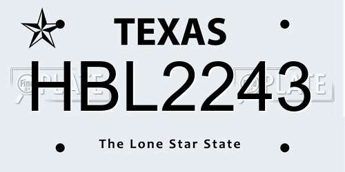HBL2243 Texas License Plate