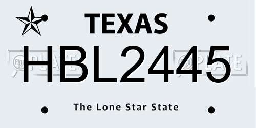 HBL2445 Texas License Plate