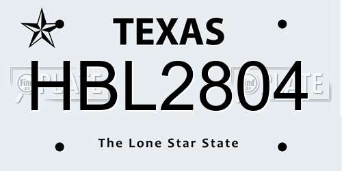 HBL2804 Texas License Plate