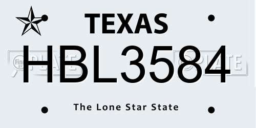HBL3584 Texas License Plate