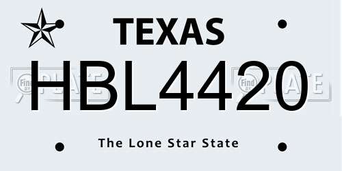 HBL4420 Texas License Plate