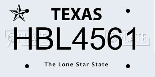 HBL4561 Texas License Plate