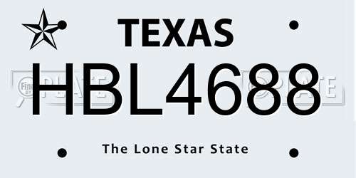 HBL4688 Texas License Plate