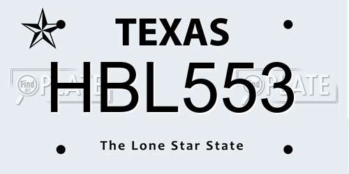 HBL553 Texas License Plate