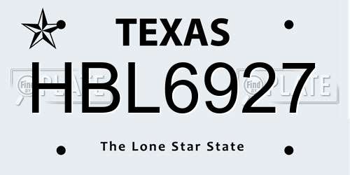 HBL6927 Texas License Plate