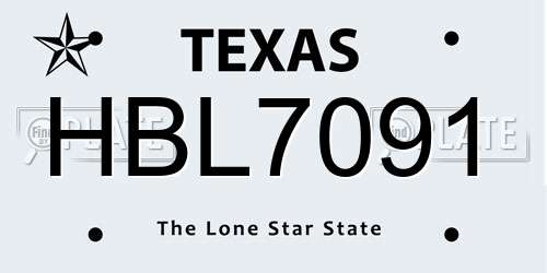 HBL7091 Texas License Plate