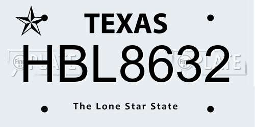 HBL8632 Texas License Plate