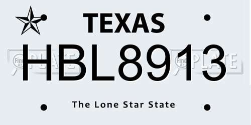 HBL8913 Texas License Plate