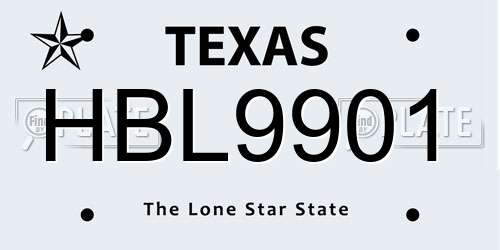 HBL9901 Texas License Plate