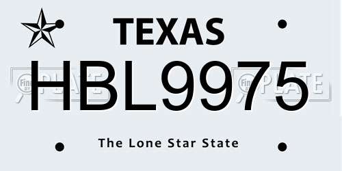 HBL9975 Texas License Plate