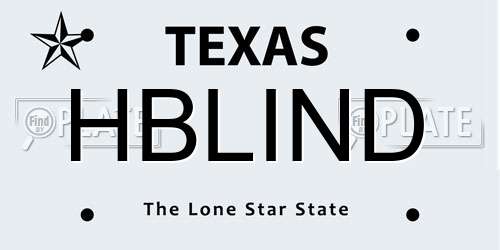 HBLIND Texas License Plate