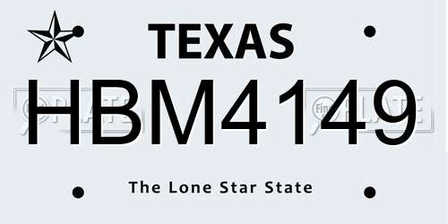 HBM4149 Texas License Plate