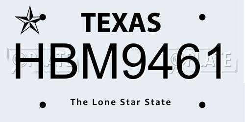 HBM9461 Texas License Plate