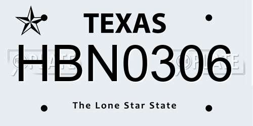 HBN0306 Texas License Plate