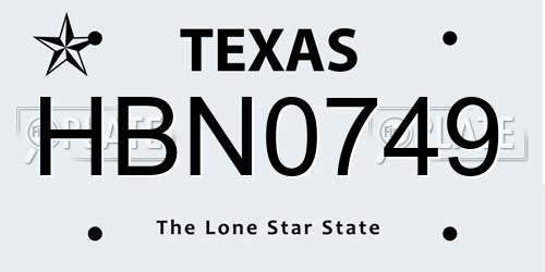 HBN0749 Texas License Plate