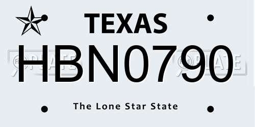 HBN0790 Texas License Plate