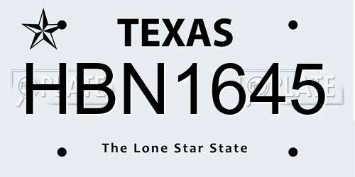 HBN1645 Texas License Plate