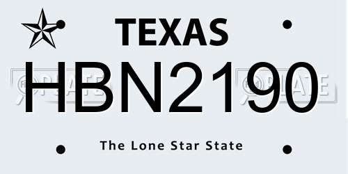 HBN2190 Texas License Plate