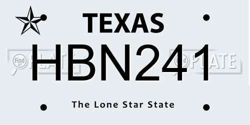 HBN241 Texas License Plate