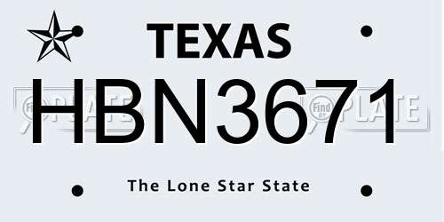 HBN3671 Texas License Plate