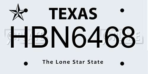 HBN6468 Texas License Plate