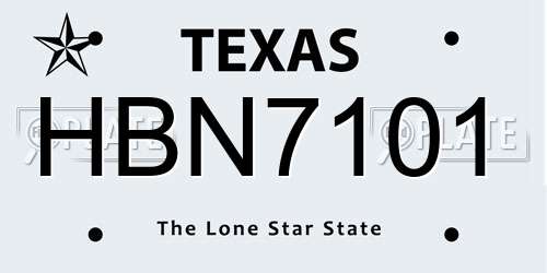 HBN7101 Texas License Plate